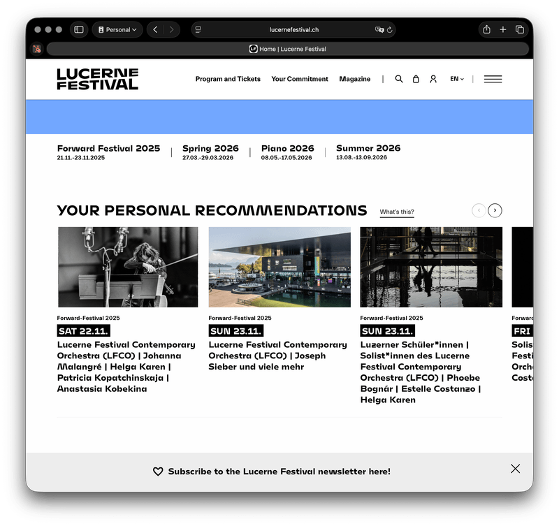 Affinity recommendations live on a website
